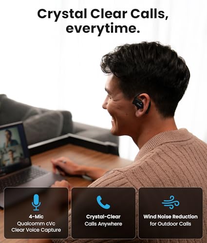 Cleer ARC 4 Plus Open Ear Earbuds,True Wireless Bluetooth Earphones with Dolby Audio and Head Tracking, Earhook Earbuds with 34H Playtime, IPX7 Waterproof Sports Headphones for Workout, EQ, Black - color: Black