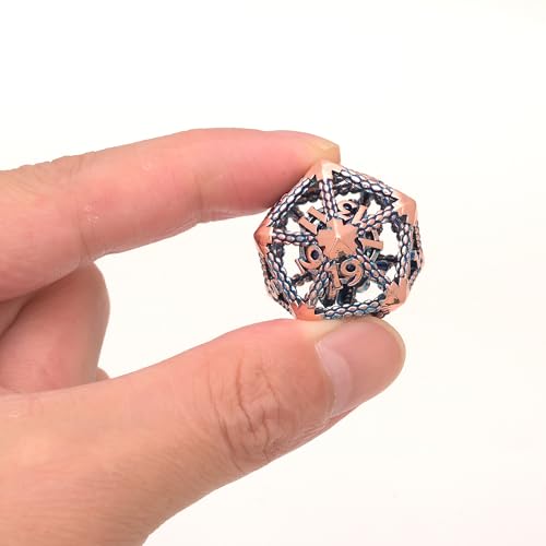 D and D Polyhedral Dice Set, Metal Dice Set 7pcs(D20 D6 D4 D12 D10 D% D4) Cthulhu Design for Dungeons Dragons D&D Pathfinder and Other Tabletop Role-Playing Games - color: 3d Copper Blue