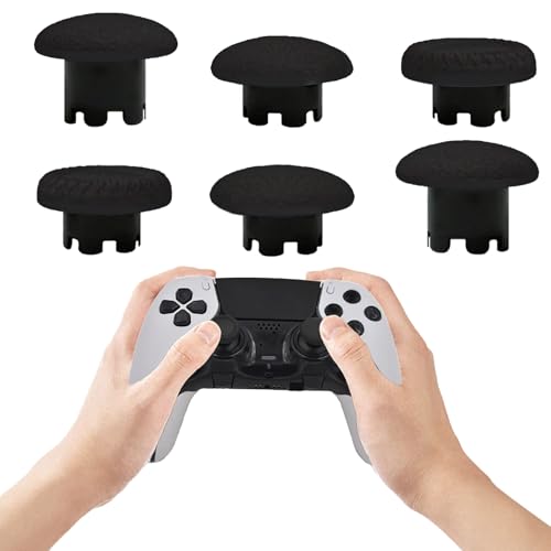 6-in-1 Interchangeable Thumbstick Caps for PS5 DualSense Edge Controller, Swappable Thumbsticks Replacement, Joysticks Parts (Black) - color: black