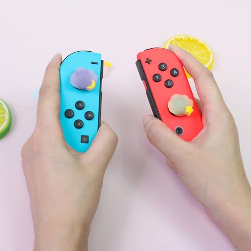 Switch Joycon Thumb Grips Caps, 4 PCS Cute Kawaii 3D Silicone Analog Thumbstick Button Cover Compatible with Nintendo Switch Lite/OLED Joystick Caps (Multicolor Cloud) - color: Multicolor Cloud