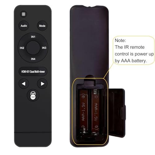 ACHAVE 4x1 HDMI Multiviewer Switch 2x1 3x1, 4K@30Hz 1080P@60Hz Quad Screen Splitter with 10 Display Modes, Seamless Switching, IR Remote Control, Compatible with Laptop, Xbox, TV Box