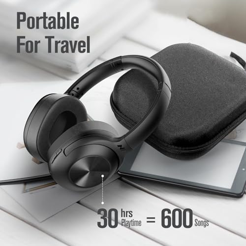 FM Radio Over Ear Headphones, Micro SD Card 30 Hrs Playtime Wireless and Wired Headphones with Deep Bass, Foldable Lightweight Headset with Built-in Microphone for Travel, Home Office