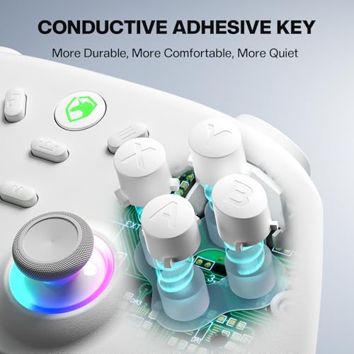 ECHTPower Wireless PC Gaming Controller - Hall Effect Joystick, 2.4G & Wired 1000Hz Polling Rate, 800mAh Battery, Adjustable Turbo/Vibration - for PC/Switch/iOS/Android-off White - color: off-white color