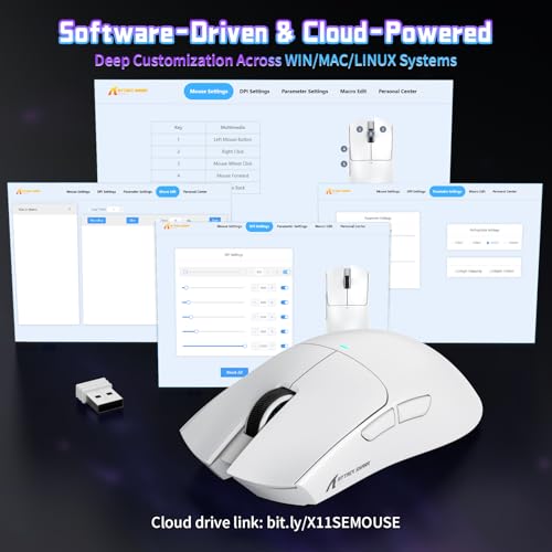 ATTACK SHARK X11SE Wireless Gaming Mouse, 59g Lightweight, White | Bluetooth/2.4Ghz Wireless/Wired Connectivity, 22K DPI, PixArt PAW3311 Gaming Sensor, 1K Polling Gamer Mice for PC/Mac - color: White