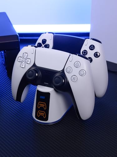 IINE Dual Charging Station for PS5 Controller, PS5 Charging Dock Stand with RGB Lights & LED Battery Indicators & Charging Cable