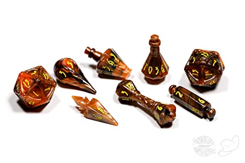 PolyHero Wizard 8 Dice Set (Smoldering Ember) - color: Smoldering Ember