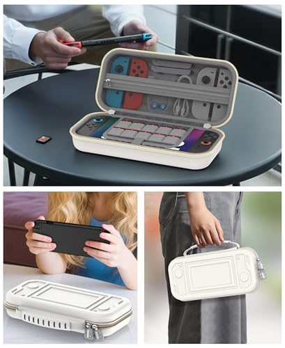 Kawaye Switch 2 Case for Switch Game Compatible with Nintendo Switch 2 and Switch/OLED Console, Switch Carrying Case Hard Shell Protective for Nintendo Switch 2 Accessories-White - color: White