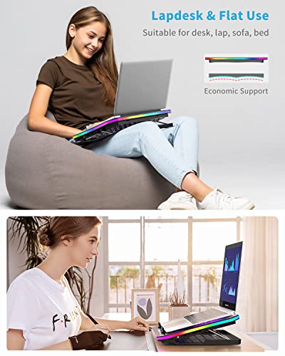 Laptop Cooling Pad, KeiBn RGB Laptop Cooler for 15.6-17.3 Inch Laptops, with 10 Modes Lights | 6 Fans | 7 Height Stands | 2 USB Ports | Desk or Lap Use (A8/Purple) - size: A8-Purple