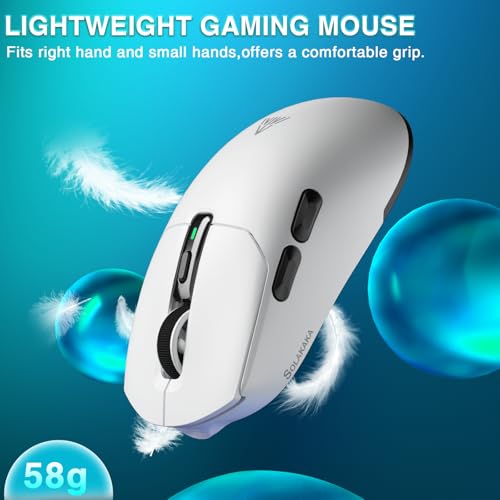 SOLAKAKA SM820 Wireless Gaming Mouse with RGB Charging Dock,24000 DPI Tri-Modes Wireless Mouse with 2 Side Buttons,Programmable Macro Mouse for Gaming(White) - color: white