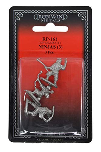 IRON WIND METALS 3 Piece Ninjas Set - 100% Lead-Free Pewter - Classic Fantasy Miniatures for 28mm Table Top Games - Made in USA - RAL Partha Miniatures