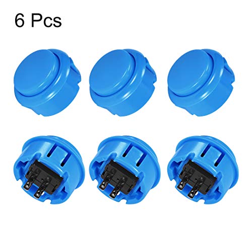 uxcell 30mm Mounting Hole Momentary Game Push Button Switch for Arcade Video Games Blue 6pcs - color: Blue