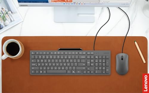 Lenovo 310 USB-A Wired Keyboard Mouse Combo, Quiet Keys, Ultra-Slim Gaming Design, Spill-Resistant, Integrated Phone Stand, Compatible w Laptop, PC, Tablet – Ergonomic Mouse Mechanical Keyboard USB - style: 310 USB-A Combo