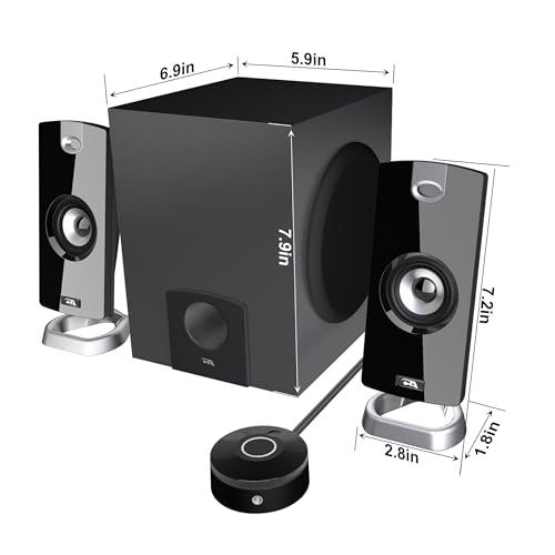 Cyber Acoustics CA-3090 2.1 Speaker System with Subwoofer with 18W of Power – Easy Setup and Convenient Controls, Great for Music, Movies, and Gaming
