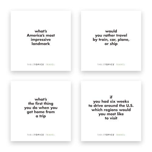 TableTopics Travel to Go Question Card Game - 40 Conversation Starter Cards About Travel, Vacations, Roadtrip Essentials for Friends, Adult Car Game