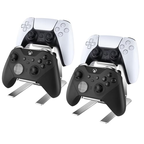 Controller Holder – 2 Pack 2 Tier Universal Aluminum Display Stand Accessories PC Gaming Desk Decor Stuff Gamer Gifts for Xbox Series X S, Elite 2, PS5, PS4, PS3, Switch Pro and Almost All Controller - size: 2 Pack