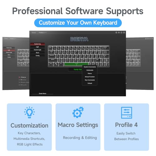 DIERYA DK63 60% Wireless Mechanical Gaming Keyboard | Bluetooth/2.4G/Wired Keyboard | RGB Backlit Compact 63 Keys Mini Office Keyboard | with Blue Switch | for Windows Laptop PC Gamer Typist-Black - style: Black/Blue Switches