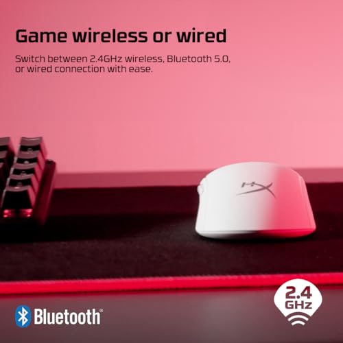 HyperX Pulsefire Haste 2 – Wireless Gaming Mouse- Ultra Lightweight, 61g, 100 Hour Battery Life, Dual Wireless Connectivity, Precision Sensor - White - color: White, size: Wireless, style: Pulsefire Haste 2
