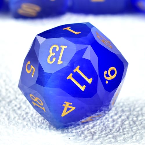 Prism Gemstone Dice Set D&D, Crystal Glass Dice Set, 7-Piece MultiFaceted Diamond-Cut Glass Gem DND Dice, Polyhedral RPG Dice for Dungeons and Dragons RPG MTG Role Playing Games - color: Pm-saphire Blue