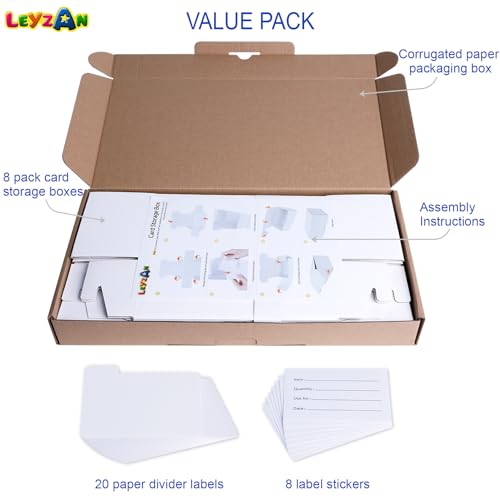 Trading Card Storage Box for toploader, 8-Pack•100 Count Cardboard Top Loaders Storage Box with Dividers & Labels for TCG/Magic/Mtg Organizer and Collection, 7 INCH