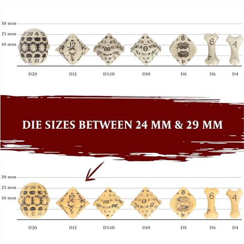D12 Dice Set - Set of Six 12 Sided Dice - Skull & Bone Themed RPG Dice. Cool & Unique Gift and Compatible with Dungeons & Dragons (DND), D&D, Pathfinder, D and D (Ancient Bone Yellow) - color: Ancient Bone Yellow, style: Six D12