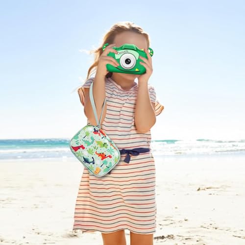 Leayjeen Kids Camera Case for Goopow/Mgaolo Kids Camera-Green dinosaur | Fits CIMELR/Seckton/OZMI Kids Toy Cameras and Children Digital Camera,Shockproof Water-Resistant Hard EVA Shell(Case Only) - color: Green Dinosaur
