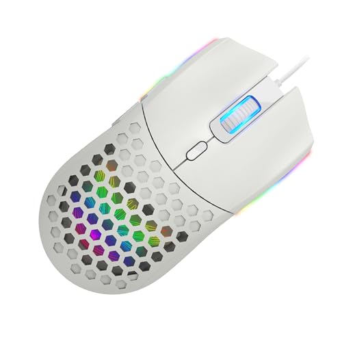 Cuifati Hollow Design RGB Backlit Wired Mouse, Ergonomic 6400DPI Optical Gaming Mouse 6 Buttons USB Plug Play, Lightweight 99g Computer for Gaming and Work, Premium ABS Durable (S500 Black) - color: S500 Black