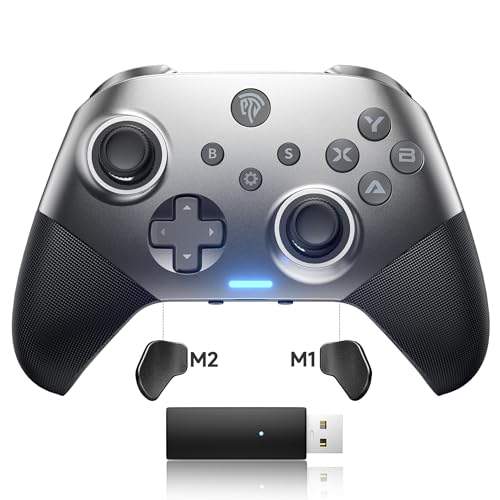EasySMX Rechargeable Mobile Switch PC Controllers with Interchangeable Magnetic Cover, X10 Wireless Bluetooth Switch Controller Pro PC Controller for Android Mobile iOS and Tesla, Grey - color: Dark gray