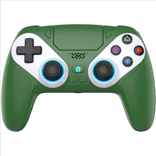 Gamrombo LED Wireless Controller for P-S5, Compatible with P-S5 Pro/Slim/PC, Dual Vibration, Marco/Turbo Function, 3.5mm Audio Jack-Green - color: Green