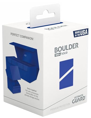 Ultimate Guard Boulder Solid 100+, Deck Case for 100 Double-Sleeved TCG Cards, Blue, Secure & Durable Storage for Trading Card Games, No Transparency - color: Blue