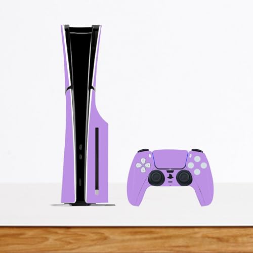 Solid Color Skin Wrap Compatible with PS5 Slim Disc Edition (Purple) | Console Cover Protective Sticker, Game Controller Vinyl Wrap - color: Purple