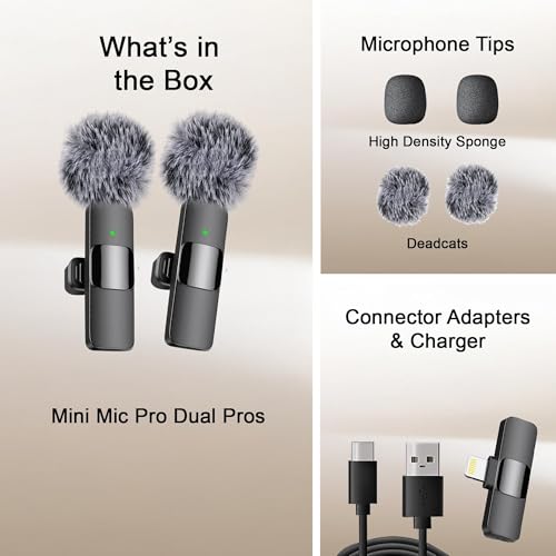 Mini Mic Pro (Latest Model – #1 Microphone for iPhone & Android, Wireless Mini Microphone, Clear Voice, Noise Cancelling, Lavalier Mic for TikTok, YouTube & Interviews (iPhone 14 & Below) - style: Lightning Only (iPhone 14 & Older)