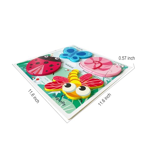 Wooden Chunky Jigsaw Puzzles for 18-24 Months Baby Toddlers Girls Boys Jumbo Base Puzzle Ages1-3 Popular Gifts for Toddler 1+ Year Old - color: Insect
