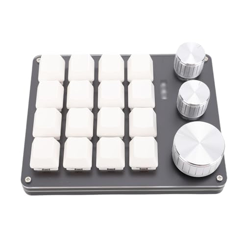 Custom Keypad Macro Pad Programmable 16 Key Wired Small Mechanical Gaming Keyboard for Copying Pasting PS Graphics (White) - color: White