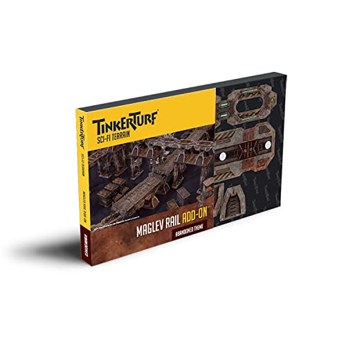 TinkerTurf Sci-Fi Terrain: MagLev Rail Add-on, Abandoned Theme, Sturdy, Affordable, Great-Looking Full-Color Terrain, Quick and Easy to Assemble, Virtually Limitless Setups - style: Add-On (Abandoned)