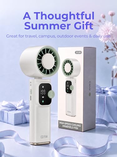 Portable Handheld Turbo Fan with Cooling Plate, 1-199 Speeds, LED Display | 4000mAh USB-C rechargeable battery, 15000 RPM motor, neck and desk modes for travel, office and camping - color: white