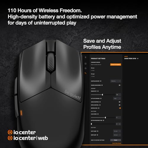 be quiet! Light Mount Mechanical Keyboard and Dark Perk Sym Wireless Gaming Mouse Bundle, Silent Tactile Switches, ARGB Lighting, Lightweight 55g Mouse, 32,000 DPI Sensor, up to 110 hours battery life