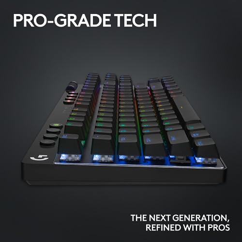 Logitech G PRO X TKL Lightspeed Wireless Gaming Keyboard (Clicky) - Black | Lightspeed wireless, Ultra-Portable Tenkeyless Design, LIGHTSYNC RGB, PBT keycaps, Clicky Switches - color: Black, size: TKL - Wireless, style: Clicky