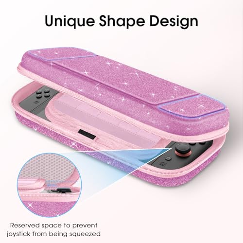 FINTIE Carrying Case for Nintendo Switch 2 (2025), Shockproof Hard Shell Switch 2 Case, Protective Cover Travel Bag with 19 Game Card & 2 Micro SD Card Slots & Inner Pocket, Glittering Purple - color: Glittering Purple