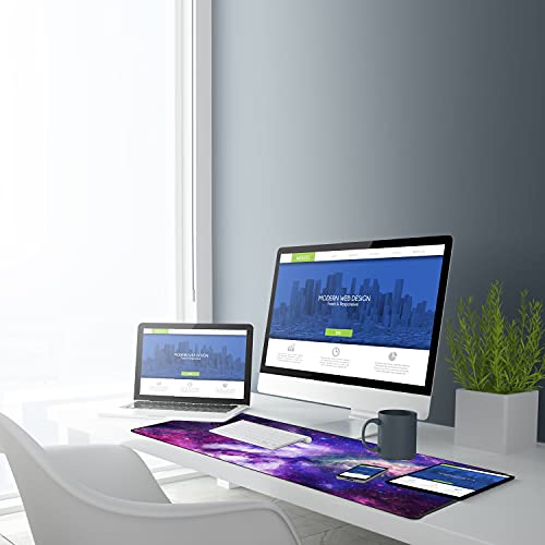 TEDNETGO Large Extended Gaming Mouse Pad, Long Mouse Pads, Extra Large Big Mouse Pad with Stitched Edge, XXL Non-Slip Computer Computer Keyboard Mat for Gamer/Desktop/Office/Home, Galaxy - color: Galaxy, size: 31.5L x 15.7W inches