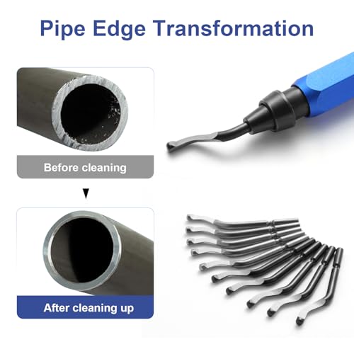 10-Piece HSS Deburring Tool Set – High-Speed Steel Blades for Metal, Aluminum, Copper, PVC, Resin, Wood & 3D Prints – Manual Chamfer & Reamer with Metal Handle