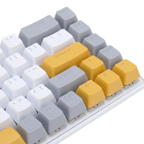 Zopsc 60 Percent Mechanical Gaming Keyboard, 68 Keys Compact RGB Backlit Blue Switches, Wired Keyboard for PC Laptop Typing - color: Yellow Gray White