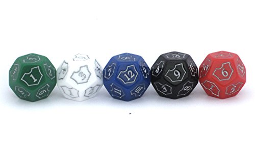 MTG D12 Spin-Down Loyalty Counter Dice 5 Die Set by Hedral - Red, White, Black, Green, Blue - Magic: The Gathering TCG CCG Planeswalker Multi-Color
