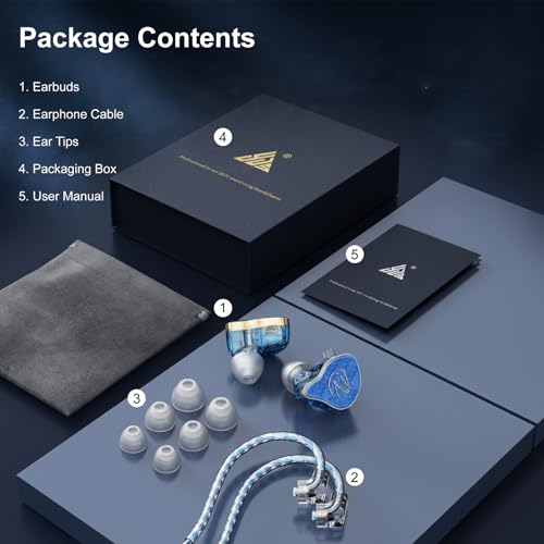 In Ear Monitor Headphones Hybrid 1BA+1DD HiFi Deep Bass IEM Earphones Blue | Hybrid Banlance Armature with Dynamic in Ear Headphones IEM Earphones Gaming Earbuds no Mic - color: QT820-Blue no Mic