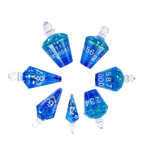 7PCS Potion DND Dice Set,Transparent Sharp Edge Dice Set D&D RPG Polyhedral Dice,for Dungeons and Dragons TTRPG Games Roleplaying Games.(Blue Silk with Scale) - color: Blue Silk With Scale