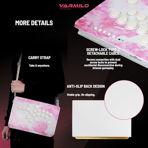 Varmilo HA10+ Rapid trigger All button arcade controller Leverless fight stick Two Versions Standard PC Only or Pro Compatible with PC PS4 PS5 Switch1 Switch2 (Sakura, Standard (PC-Only))