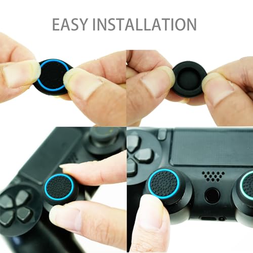 24PCS Silicone Performance Joystick Grips Analog Thumb Stick Grip Cap for PS2, PS3, PS4, PS5, Xbox One, Xbox Series X/S, Xbox 360, Switch Pro Controller (Black&Blue)