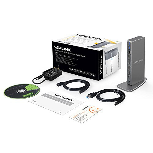 WAVLINK Pro Dual 4K@60Hz Universal Docking Station | USB 3.0/USB-C Laptop Dock for Mac & Windows | 2 HDMI/DP Monitors, Gigabit Ethernet, 6 USB 3.0 | Home Office & Multi-Screen Productivity. - color: 69DK11