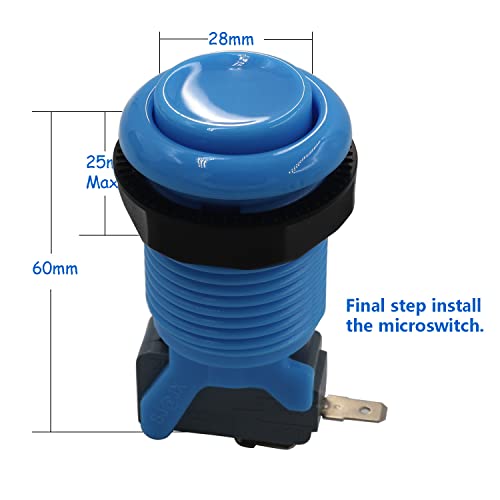 SJ@JX 6x Arcade Button Happ Style 28mm Standard Push Button - color: multicolor