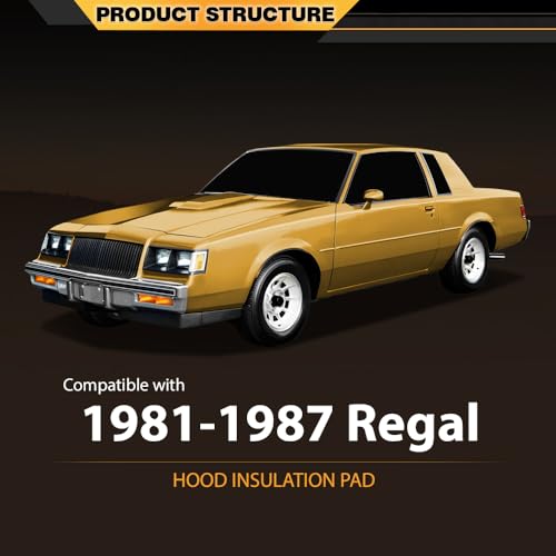 CNNELL Under Hood Insulation Pad 1/2 Inch Thick Compatible with Buick Regal 1981-1987 - style: 1981-1987 Buick Regal