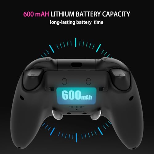 ASRVA Black 2.4G Wireless Game Controller, No Bluetooth, Hall Effect Gamepad with Metal Rear Macro Buttons, Wired Plug & Play, Compatible with PC Mac Steam Deck PS3 Switch Android - color: Black